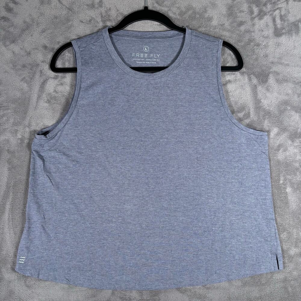 Free Fly Women’s Bamboo Current Tank Top Blue Gray Size Large